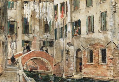 Um remanso em Veneza (óleo sobre papel) de William White Warren